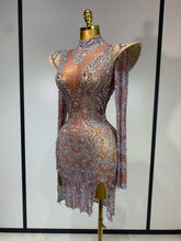 Women Shiny Rhinestones Mesh Transparent Mini Dress Luxury Birthday Celebrate Photoshoot Dress Singer Stage Drag Queen Costume